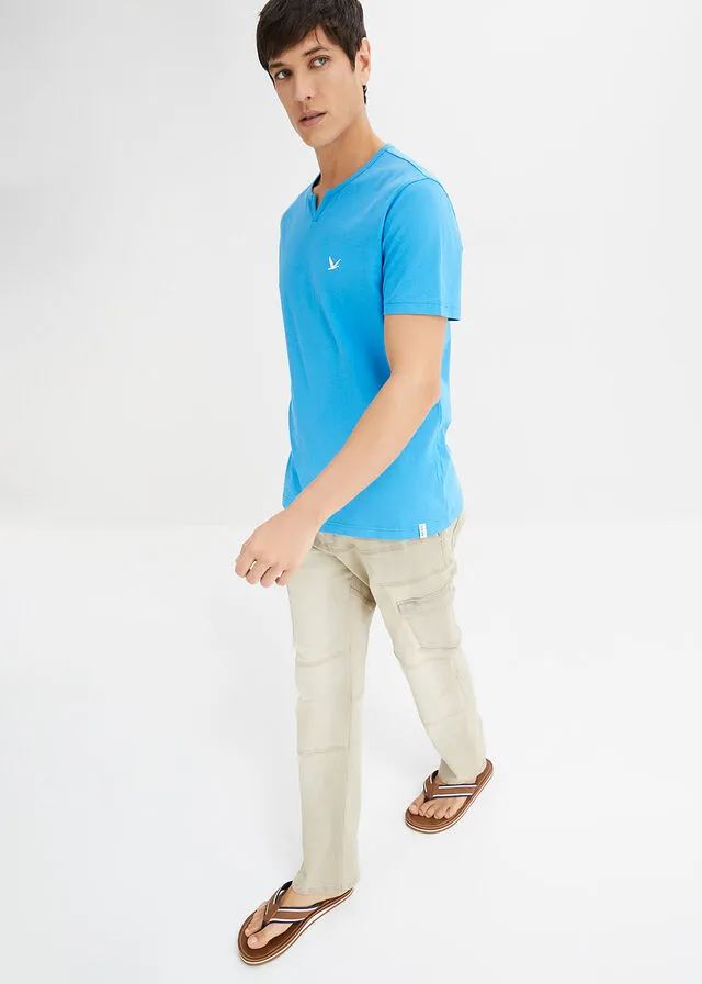 Camiseta con corte cómodo (2 unidades) Azul mediterráneo+gris jaspeado